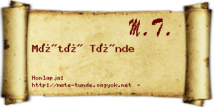 Máté Tünde névjegykártya
